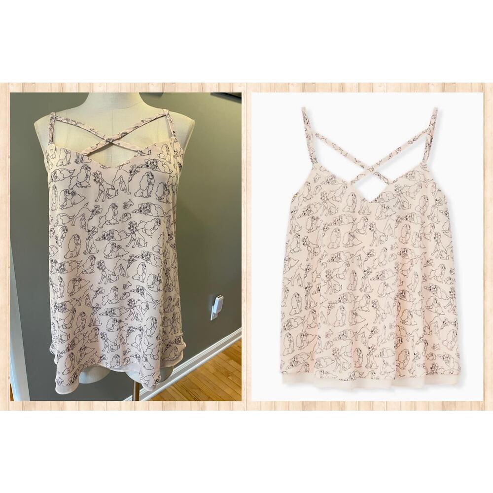 Torrid 1 (1X 14/16) Disney Pink Lady‎ and the Tramp Double Layer Swing Cami Tank